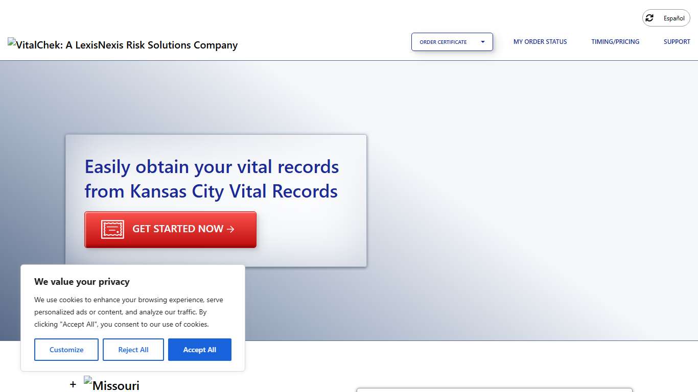 Kansas City Vital Records (MO) Order Certificates - VitalChek